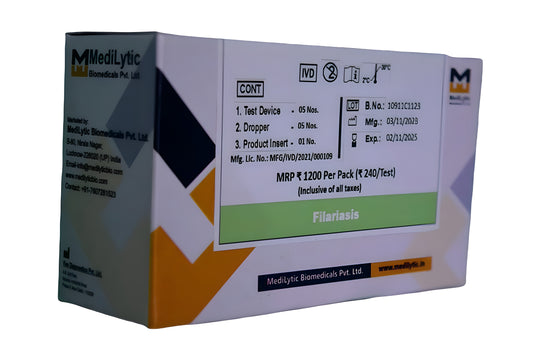 MediLytic Filariasis Rapid Kit (Pack Of 05/10 Cards) Antibody Test Kit