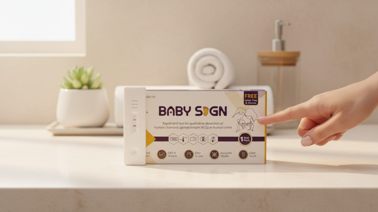 Load video: This one-step urine pregnancy test kit gives quick, clear, and highly accurate results at home. Designed with high-sensitivity HCG detection, it ensures easy interpretation with clear positive/negative line.
