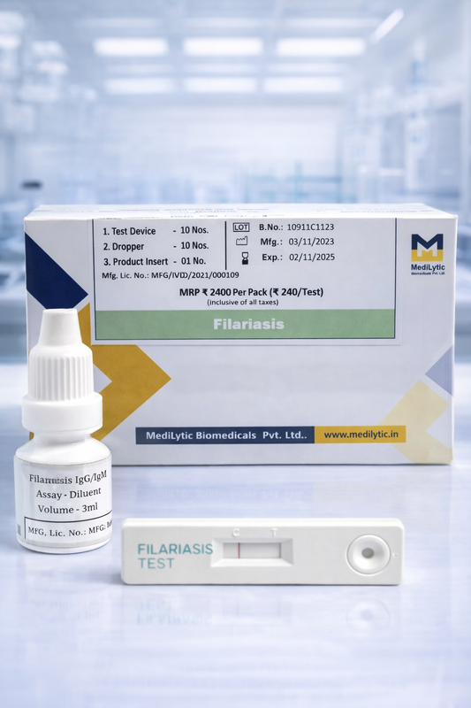 MediLytic Filariasis Rapid Kit (Pack Of 05/10 Cards) Antibody Test Kit