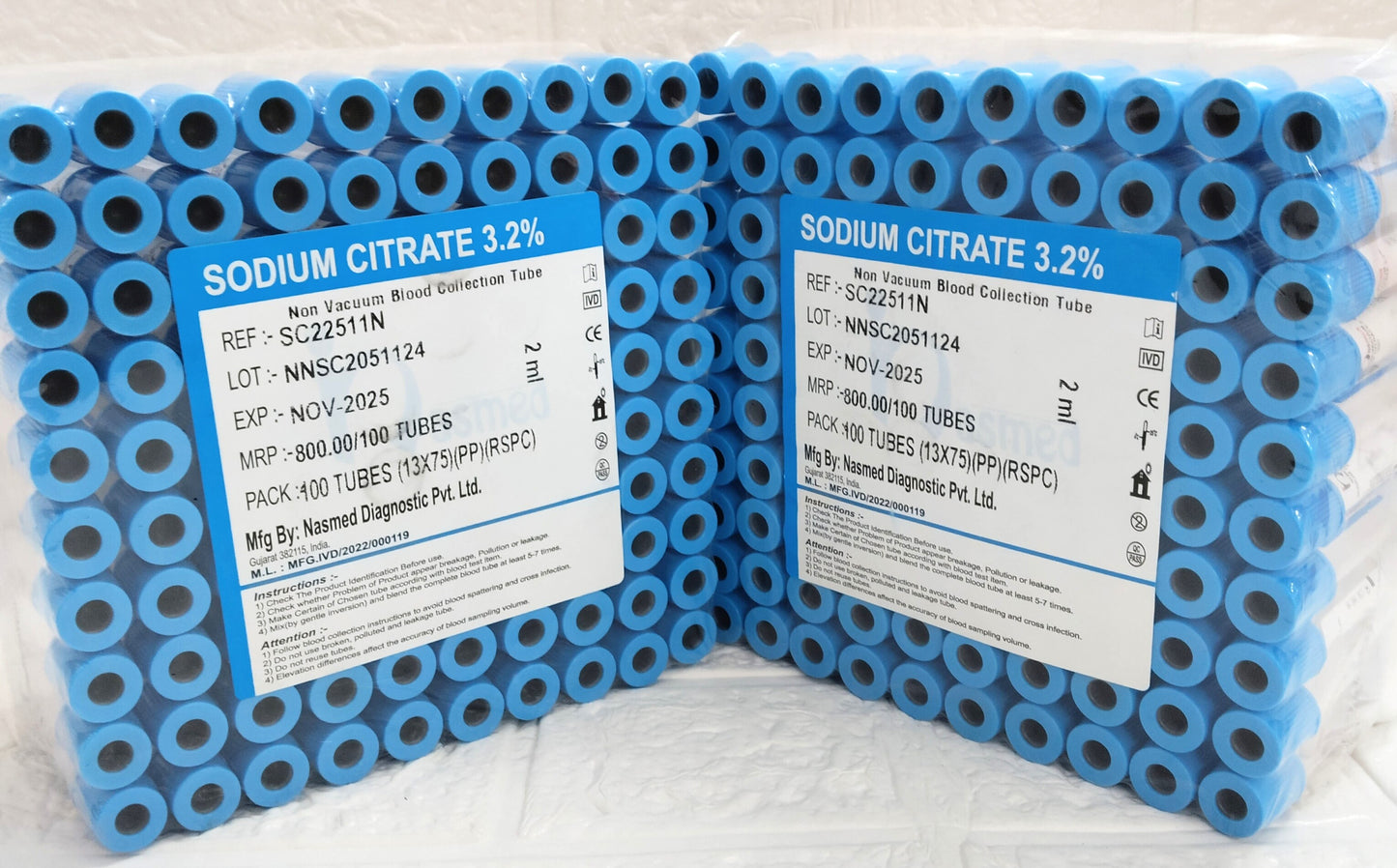 MediLytic Sodium Citrate  | Non-Vacuum Blood Collection Tube| Each Box of 100 Tubes