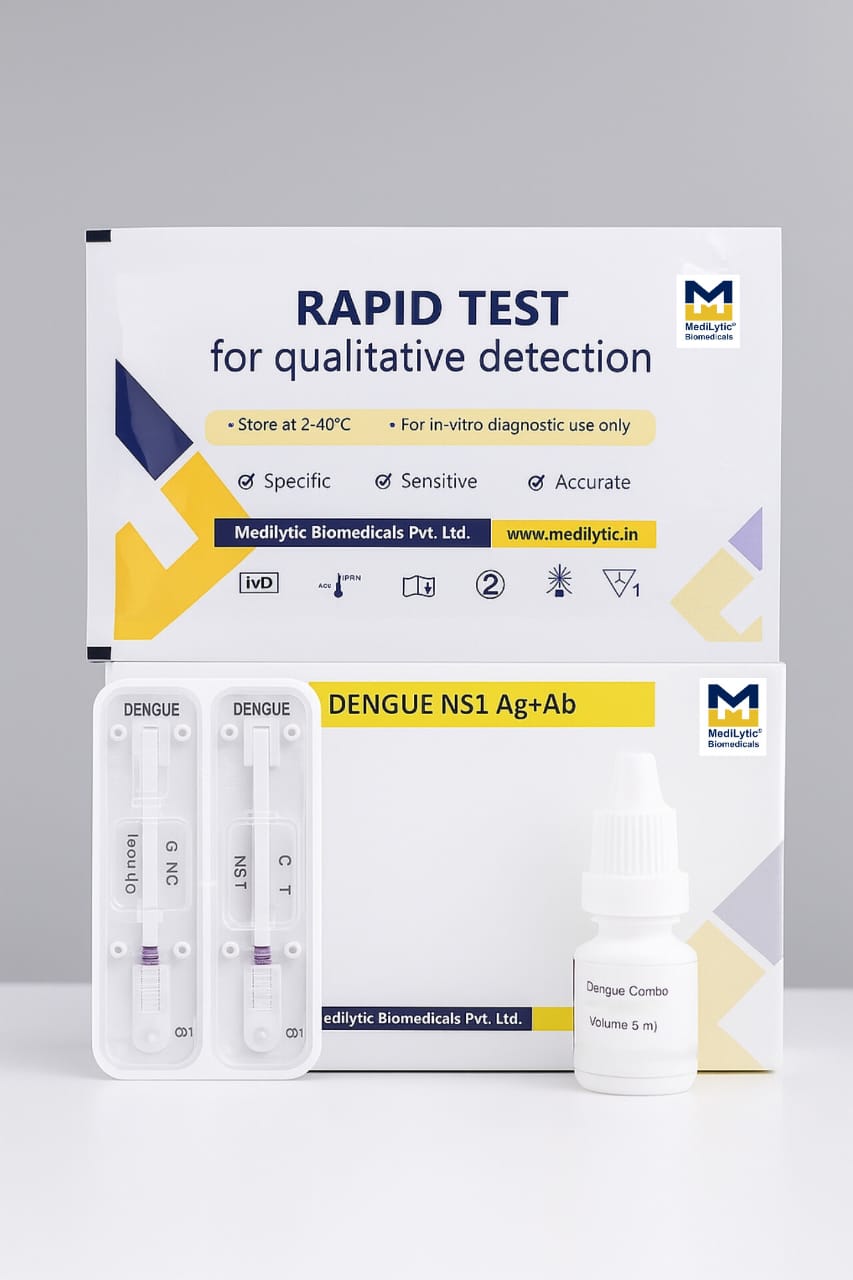 MediLytic combo Dengue Test NS1 ,IgG+IgM (Pack Of 10/5 Cards) Antigen/ Antibody Test Kit