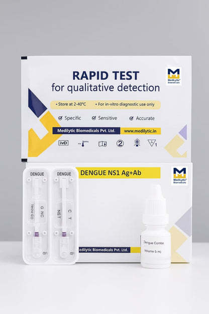 MediLytic combo Dengue Test NS1 ,IgG+IgM (Pack Of 10/5 Cards) Antigen/ Antibody Test Kit
