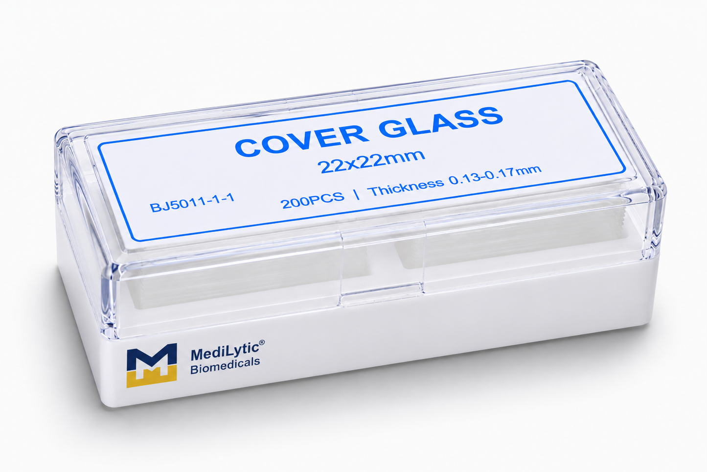 MediLytic Cover Slip Super White Glass | Imported - 22x22 mm | Square | Each Box Of 200 Pcs