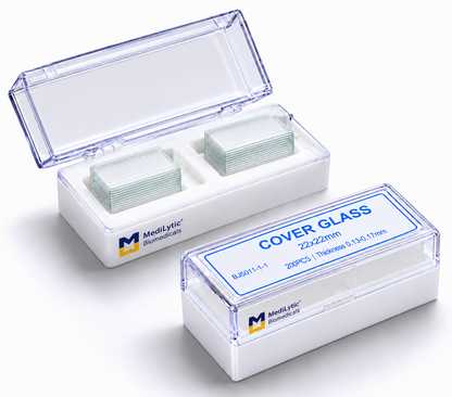 MediLytic Cover Slip Super White Glass | Imported - 22x22 mm | Square | Each Box Of 200 Pcs